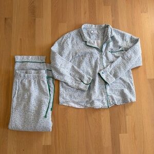 Petite Plume Pajamas Cotton  CottageCore Ditsy Floral Blue Green Piping Large